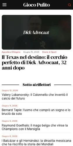 Anteprima del sito Giocopulito, media di Italia per articoli sponsorizzati