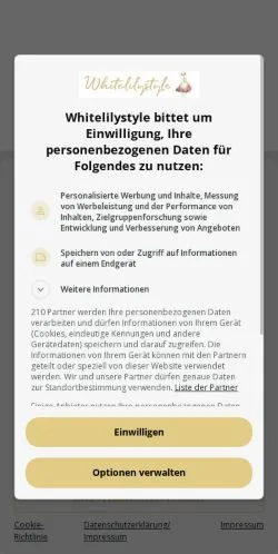 Anteprima del sito Whitelilystyle, media di Germania per articoli sponsorizzati
