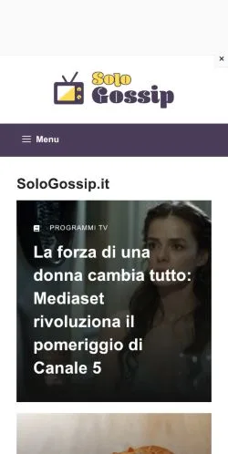 Podgląd witryny SoloGossip, medium z kraju Włochy do artykułów sponsorowanych
