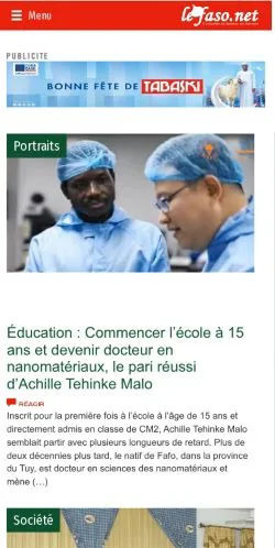 Anteprima del sito LeFaso, media di Francia per articoli sponsorizzati