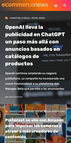 Anteprima del sito Ecommerce News, media di Spagna per articoli sponsorizzati