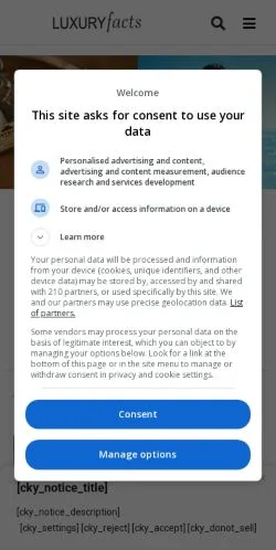 Anteprima del sito LuxuryFacts, media di Stati Uniti per articoli sponsorizzati