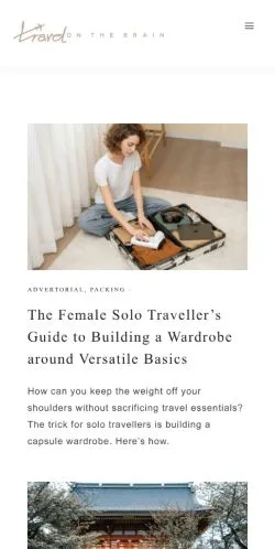 Anteprima del sito Travel On The Brain, media di Stati Uniti per articoli sponsorizzati