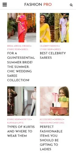 Anteprima del sito FashionPro, media di Stati Uniti per articoli sponsorizzati
