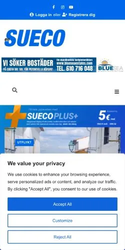Pré-visualização do site En Sueco, meio de Suécia para artigos patrocinados