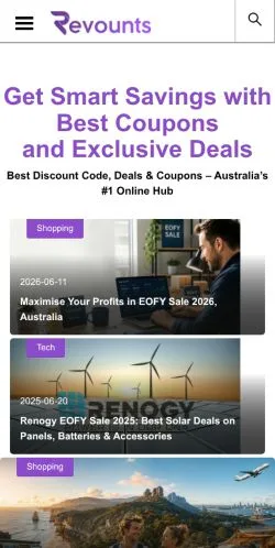 Anteprima del sito Revounts Australia, media di Australia per articoli sponsorizzati