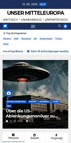 Vista previa del sitio Unser Mitteleuropa, medio de Alemania para artículos patrocinados
