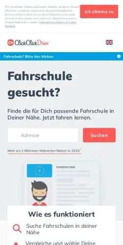 Forhåndsvisning av nettstedet ClickClickDrive, medium fra Tyskland for sponsede artikler
