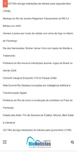 Anteprima del sito Rio Noticias, media di Brasile per articoli sponsorizzati