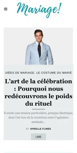 スポンサード記事向けのフランスメディア、Mariageのサイトプレビュー