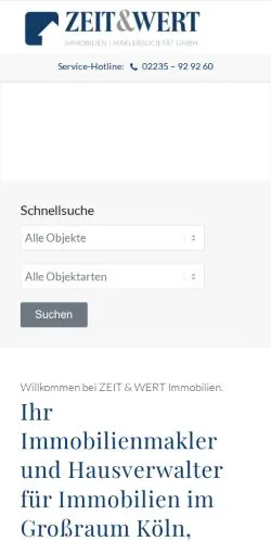 Podgląd witryny ZEIT & WERT Immobilien, medium z kraju Niemcy do artykułów sponsorowanych