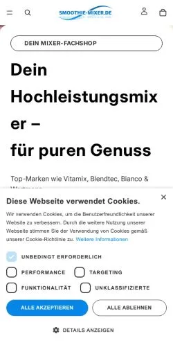 Anteprima del sito Smoothie Mixer Shop, media di Germania per articoli sponsorizzati