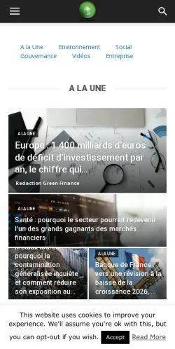 Anteprima del sito Green Finance, media di Francia per articoli sponsorizzati