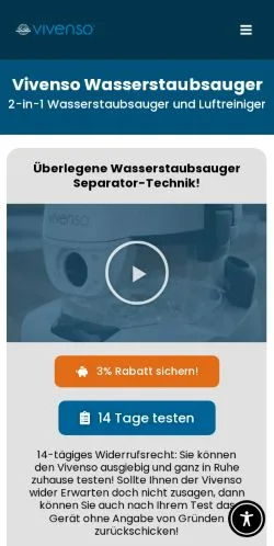 Podgląd witryny Vivenso Wasserstaubsauger, medium z kraju Niemcy do artykułów sponsorowanych