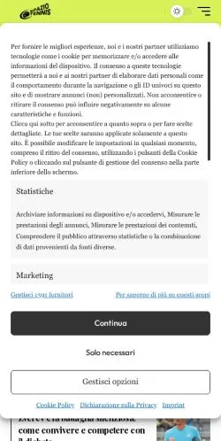 Anteprima del sito Spazio Tennis, media di Italia per articoli sponsorizzati
