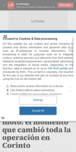 スポンサード記事向けのホンジュラスメディア、La Prensaのサイトプレビュー