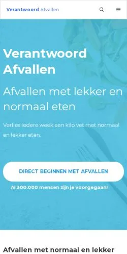 スポンサード記事向けのオランダメディア、Verantwoord Afvallenのサイトプレビュー