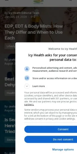 Anteprima del sito Icy Health, media di Stati Uniti per articoli sponsorizzati