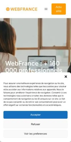 Förhandsvisning av webbplatsen WebFrance, medium i Frankrike för sponsrade artiklar