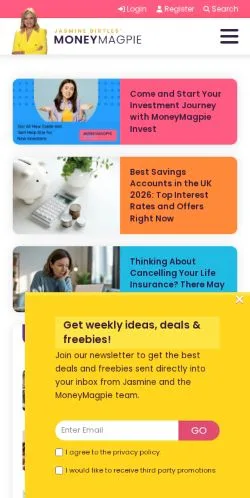 Anteprima del sito MoneyMagpie, media di Regno Unito per articoli sponsorizzati