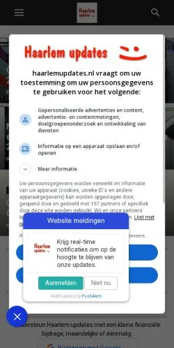 Preview of the Haarlem Updates website, a media outlet in Netherlands for sponsored articles