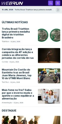 Aperçu du site Webrun, média de Brésil pour articles sponsorisés
