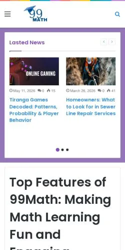 Preview of the 99Math website, a media outlet in United States for sponsored articles