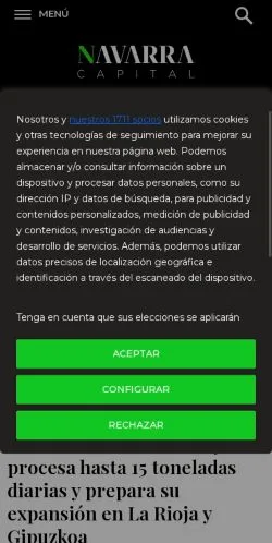 Podgląd witryny Navarra Capital, medium z kraju Hiszpania do artykułów sponsorowanych