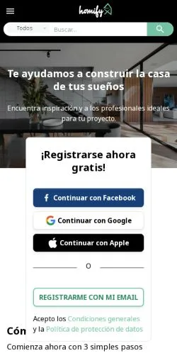 Anteprima del sito Homify, media di Spagna per articoli sponsorizzati