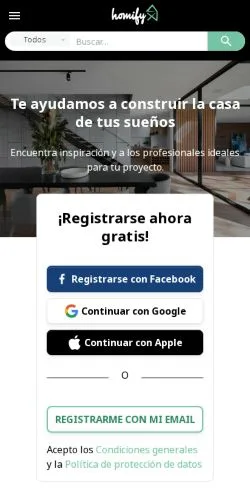 スポンサード記事向けのスペインメディア、Homifyのサイトプレビュー