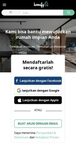 Podgląd witryny Homify, medium z kraju Indonezja do artykułów sponsorowanych