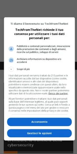Vista previa del sitio TechFromTheNet, medio de Italia para artículos patrocinados