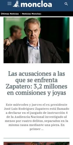 Pré-visualização do site Moncloa, meio de Espanha para artigos patrocinados