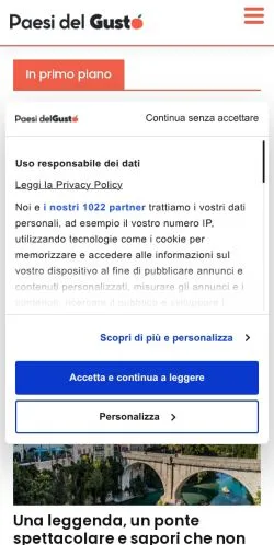 Anteprima del sito Paesi Del Gusto, media di Italia per articoli sponsorizzati