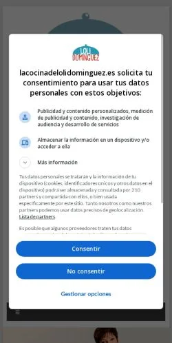 Anteprima del sito La Cocina de Loli Dominguez, media di Spagna per articoli sponsorizzati
