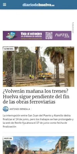Anteprima del sito Diario de Huelva, media di Spagna per articoli sponsorizzati
