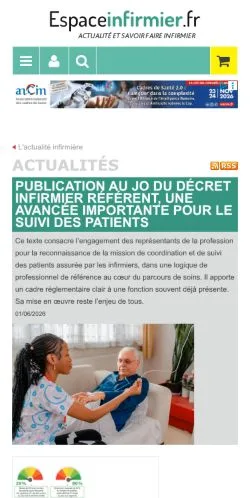 Anteprima del sito Espace Infirmier, media di Francia per articoli sponsorizzati