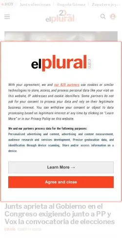 Forhåndsvisning av nettstedet ElPlural, medium fra Spania for sponsede artikler