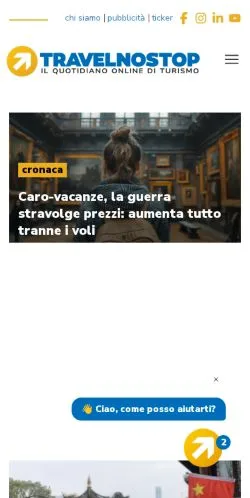 Anteprima del sito Travelnostop, media di Italia per articoli sponsorizzati