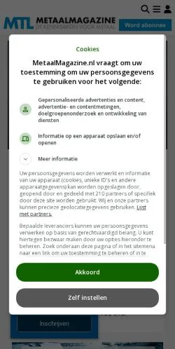 スポンサード記事向けのオランダメディア、Metaal Magazineのサイトプレビュー