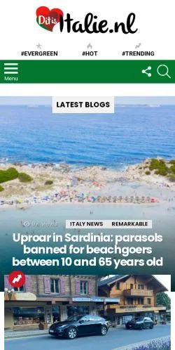 Anteprima del sito Dit Is Italië, media di Paesi Bassi per articoli sponsorizzati