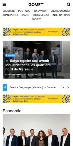 Aperçu du site Gomet', média de France pour articles sponsorisés