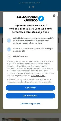 Podgląd witryny La Jornada Jalisco, medium z kraju Meksyk do artykułów sponsorowanych