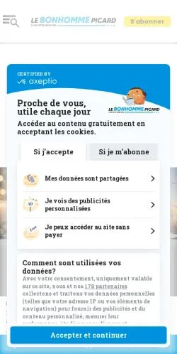 Anteprima del sito Le Bonhomme Picard, media di Francia per articoli sponsorizzati