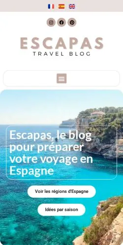 Forhåndsvisning av nettstedet Escapas, medium fra Frankrike for sponsede artikler
