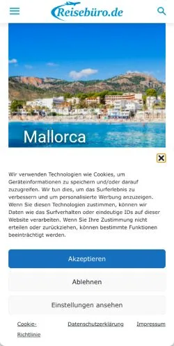 Anteprima del sito Reisebüro, media di Germania per articoli sponsorizzati