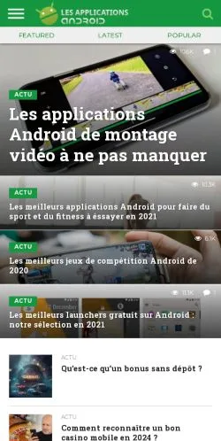 Förhandsvisning av webbplatsen Les Applications Android, medium i Frankrike för sponsrade artiklar