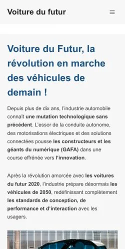 Anteprima del sito Voiture Du Futur, media di Francia per articoli sponsorizzati