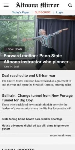 스폰서 기사용 미국 매체 Altoona Mirror 사이트 미리보기