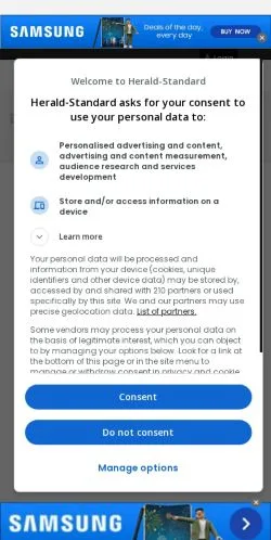 Aperçu du site Herald-Standard, média de États-Unis pour articles sponsorisés